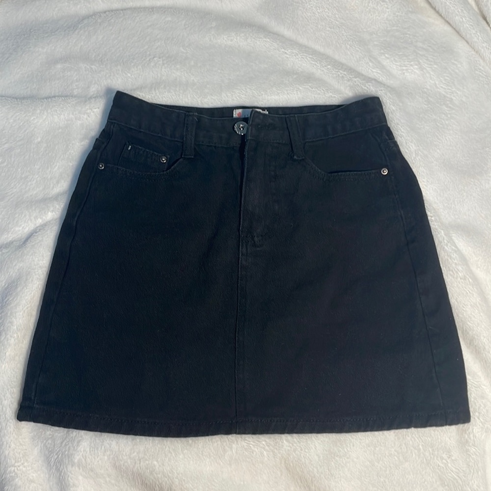 Black Denim Mini Skirt - by Kansha - from YesStyle